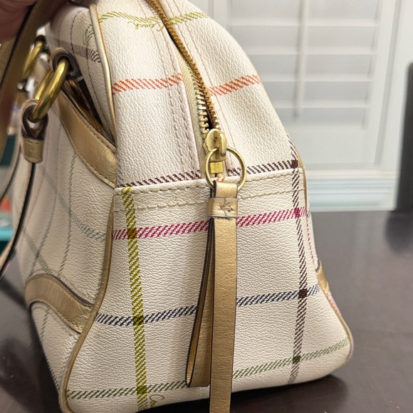 Coach Cream and Gold Plaid Shoulder Bag - Picture 12 of 13